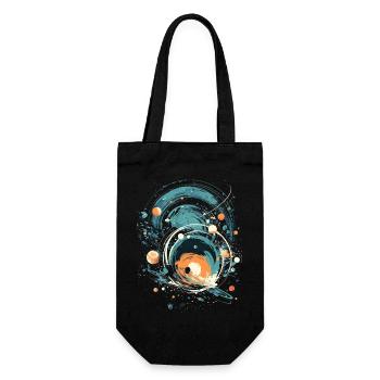 Motif d’espace rétro en bleu, turquoise, orange et beige - Sac à bouteille - noir - Devant