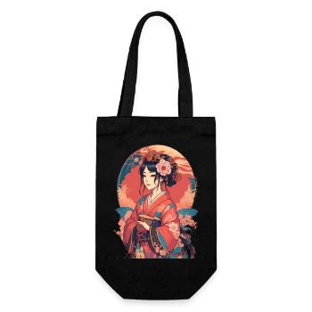 young japanese girl - Gift Bag for Bottles - black - Front