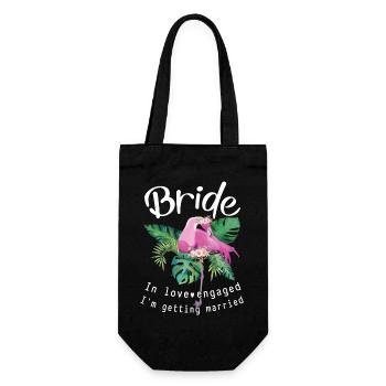 Mariée amoureuse de flamants roses, fiancée je me marie - Sac à bouteille - noir - Devant