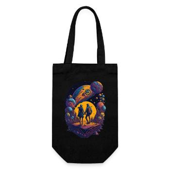 Love Space Holding Hands Lover Gift - Gift Bag for Bottles - black - Front