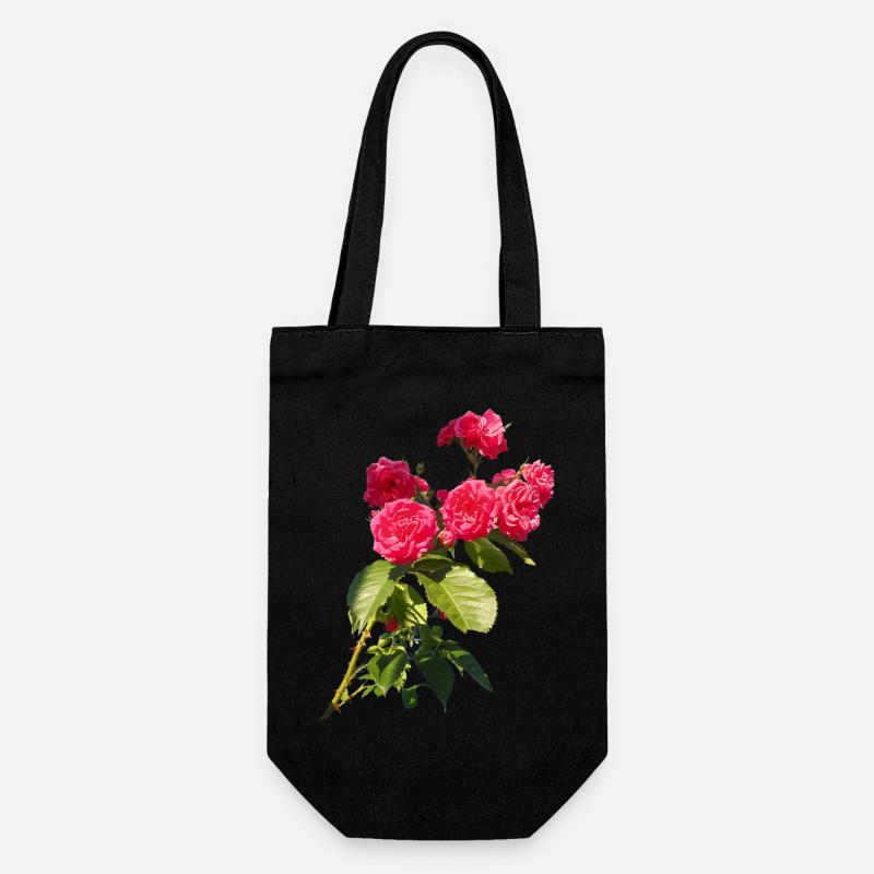 Roter Rosenstrauch - Geschenkbeutel für Flaschen - Schwarz