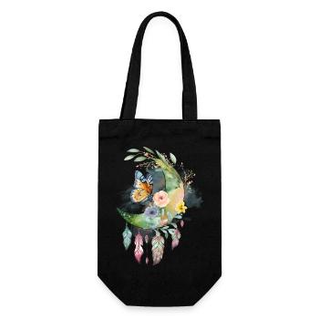 Mond Traumfänger Schmetterling Rosen, Zeichnung - Geschenkbeutel für Flaschen - Schwarz - Vorne