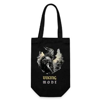 Wikinger schaut in die Ferne „Viking Mode“ - Geschenkbeutel für Flaschen - Schwarz - Vorne