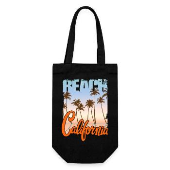 Vintage Blumen Strand Kalifornien Retro Garten USA - Geschenkbeutel für Flaschen - Schwarz - Vorne