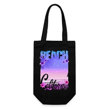 Vintage Blumen Strand Kalifornien Retro Garten USA - Geschenkbeutel für Flaschen - Schwarz - Vorne