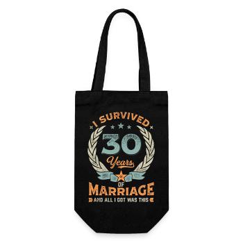 I Survived 30 Years Of Marriage - Geschenkbeutel für Flaschen - Schwarz - Vorne