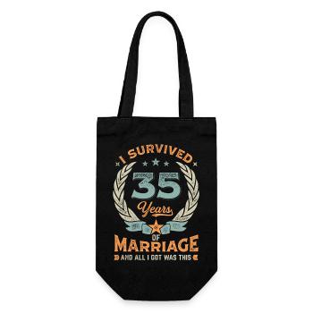 I Survived 35 Years Of Marriage - Geschenkbeutel für Flaschen - Schwarz - Vorne