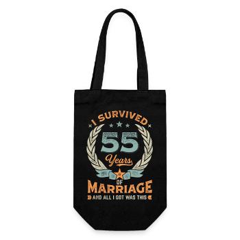 I Survived 55 Years Of Marriage - Geschenkbeutel für Flaschen - Schwarz - Vorne