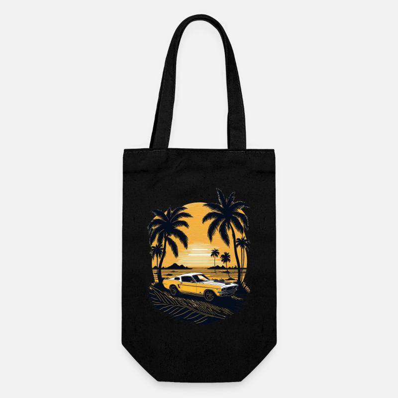 Golden Sunset Illuminates the Tranquil Beach - Gift Bag for Bottles - black