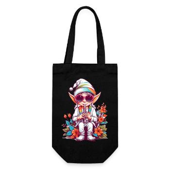 Elf with flute - Gift Bag for Bottles - black - Front