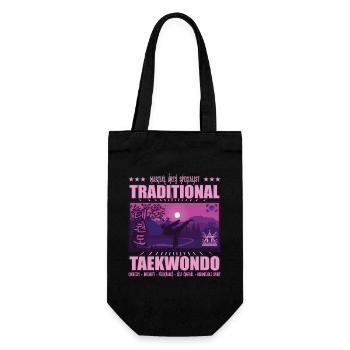 Taekwondo Korea Design, pink und lila - Geschenkbeutel für Flaschen - Schwarz - Vorne