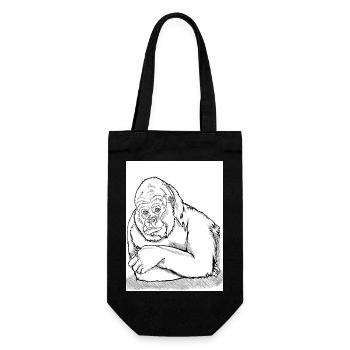 Nachdenklicher Gorilla - Geschenkbeutel für Flaschen - Schwarz - Vorne
