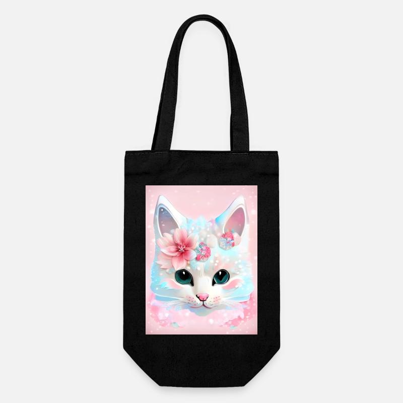 White cat - Gift Bag for Bottles - black