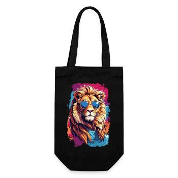 Cool Colourful Lion in Sunglasses - Gift Bag for Bottles - black - Front
