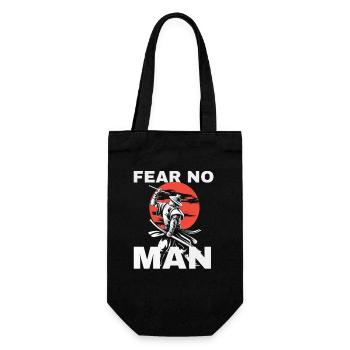 Fear No Man Japanisches Samurai-Motivationszitat - Geschenkbeutel für Flaschen - Schwarz - Vorne
