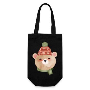cute bear with bobble hat and scarf in winter - Gift Bag for Bottles - black - Front