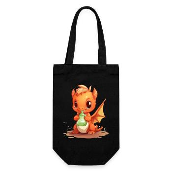 Cute Drinking Baby Dragon Kawaii Shirt - Gift Bag for Bottles - black - Front