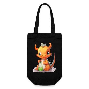 Oranger Babydrache Nuckelflasche Süß Shirt - Geschenkbeutel für Flaschen - Schwarz - Vorne