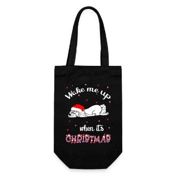 Weihnachtsmotiv mit Pudel - Geschenkbeutel für Flaschen - Schwarz - Vorne