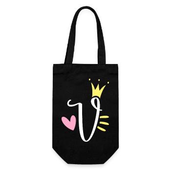 Lettre V Lettre initiale Couronne - Sac à bouteille - noir - Devant