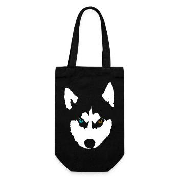 Husky Hund Siberian Husky - Geschenkbeutel für Flaschen - Schwarz - Vorne