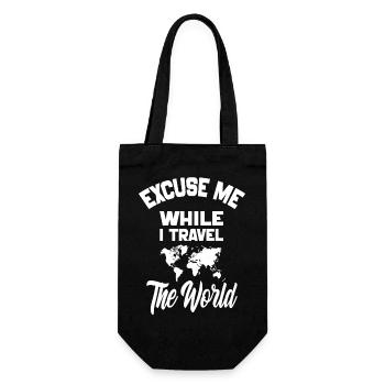 Excuse Me While I Travel The World-World map 2024 - Gift Bag for Bottles - black - Front