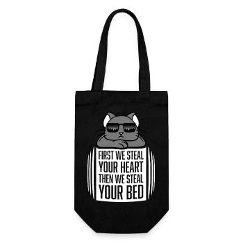 First We Steal Your Heart Then We Steal Your Bed - Gift Bag for Bottles - black - Front
