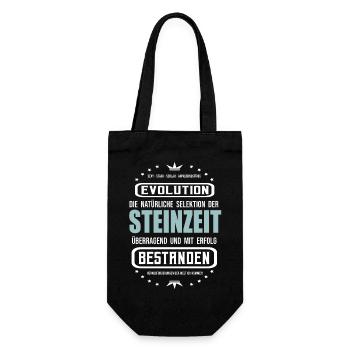 Die Steinzeit überragend und mit Erfolg bestanden - Geschenkbeutel für Flaschen - Schwarz - Vorne