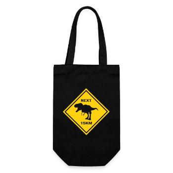 Achtung Albertosaurus kreuzt die Straße Design - Geschenkbeutel für Flaschen - Schwarz - Vorne