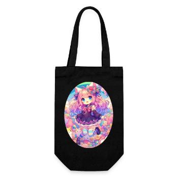 A cute anime girl in a cloud garden - Gift Bag for Bottles - black - Front