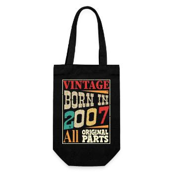 Vintage born in 2007 - Original parts - Gift Bag for Bottles - black - Front
