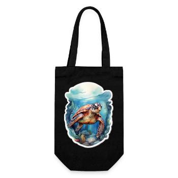 Sea's turtle under water - Gift Bag for Bottles - black - Front
