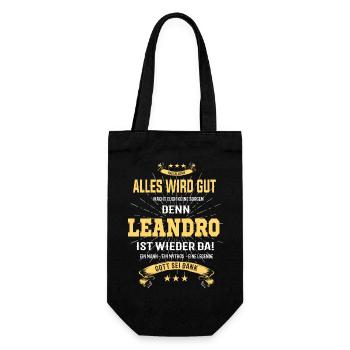 Alles wird gut denn Leandro Ist da Outfit - Geschenkbeutel für Flaschen - Schwarz - Vorne