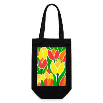 EG Tulpen I Blumen I Tulpenfest I Geschenkidee - Geschenkbeutel für Flaschen - Schwarz - Vorne