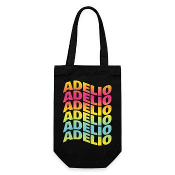 t-shirt Adelio text wave effect wave text - Gift Bag for Bottles - black - Front