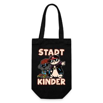 Stadtkinder Design, Hip Hop Katze und Hund - Geschenkbeutel für Flaschen - Schwarz - Vorne