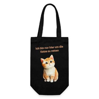 Ich bin nur hier um die Katze zu retten - Geschenkbeutel für Flaschen - Schwarz - Vorne