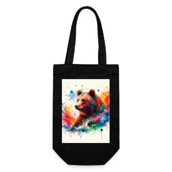 Bär im Aquarell - Geschenkbeutel für Flaschen - Schwarz - Vorne