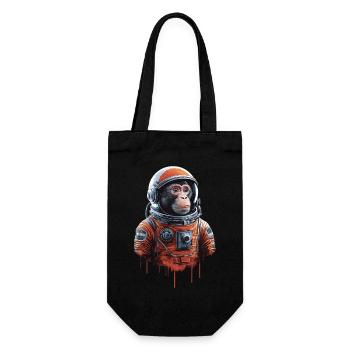 Weltraum Abenteuer Mit Astronautenaffe - Geschenkbeutel für Flaschen - Schwarz - Vorne