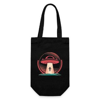 UFO abduction in midnight scene - Gift Bag for Bottles - black - Front