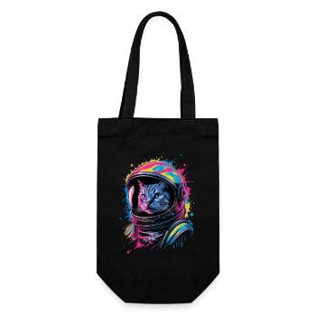 Space cat with colorful helmet - Gift Bag for Bottles - black - Front
