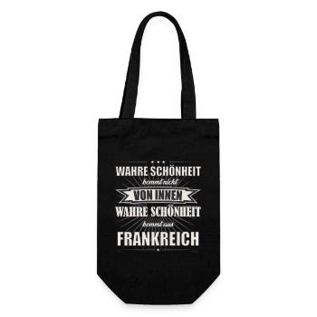 Wahre Schönheit kommt aus Frankreich Design - Geschenkbeutel für Flaschen - Schwarz - Vorne