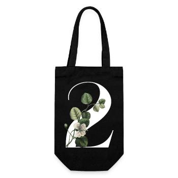 Numéro 2 floral vert -2e anniversaire floral - Sac à bouteille - noir - Devant