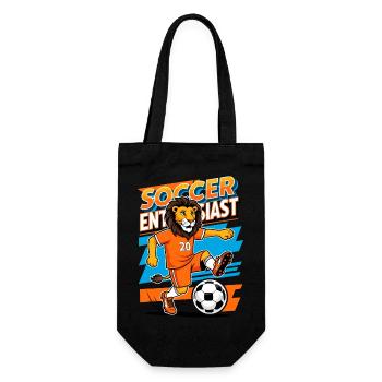 Lion Soccer Player - Gift Bag for Bottles - black - Front