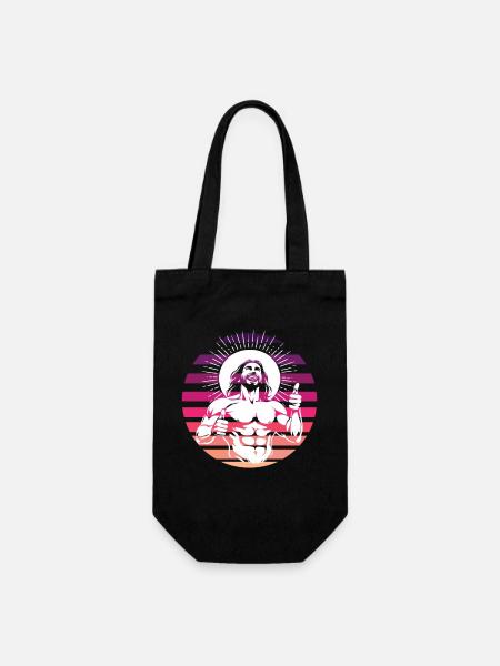 Drôle rire jésus-christ design rétro - Sac à bouteille - noir