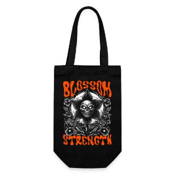 Blossom Strength Bold Flower with Fangs Retro - Gift Bag for Bottles - black - Front