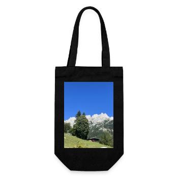 Österreich, Berge, Natur - Geschenkbeutel für Flaschen - Schwarz - Vorne