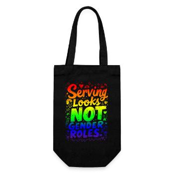 SERVING LOOKS, NOT GENDER ROLES - Gift Bag for Bottles - black - Front