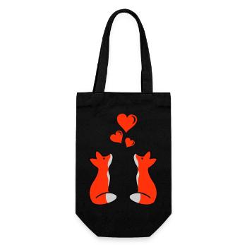 Foxes in Love 02 - Gift Bag for Bottles - black - Front