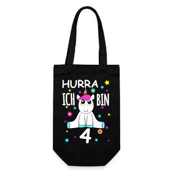 4 years unicorn - Gift Bag for Bottles - black - Front